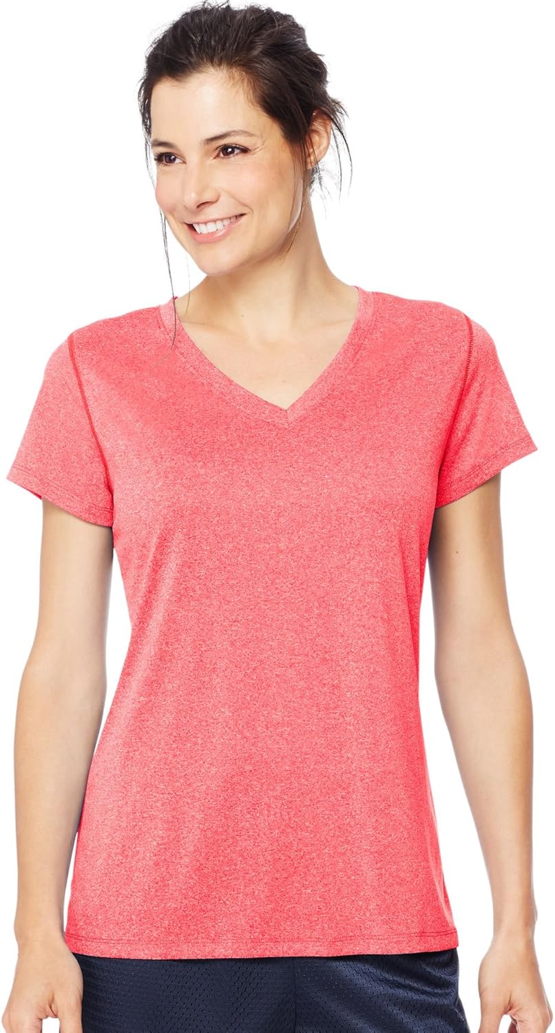 Hanes Sport Women's Heathered Performance V-Neck Tee at  Women’s Clothing store