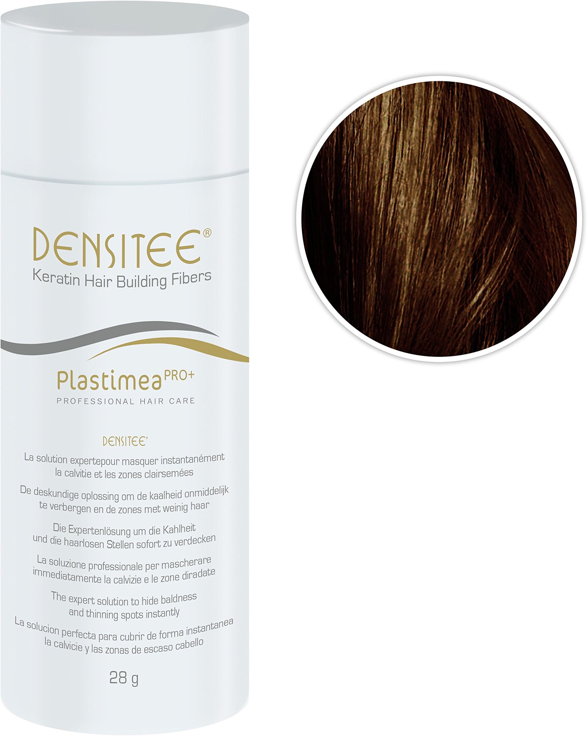Densitee Dark Brown Hair Fibers for Men and Women to Instantly Hide Thinning Hair - All Hair Types - Easy and Quick Use - Lasts All Day - 28 Grams