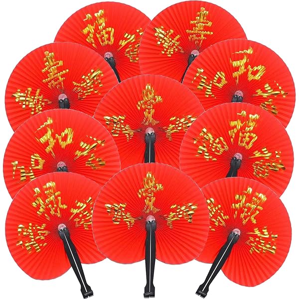 Jetec 20 Pcs Chinese New Year Paper Fans - Red Folding Fans With Characters For Lunar Festival Decor - View #11