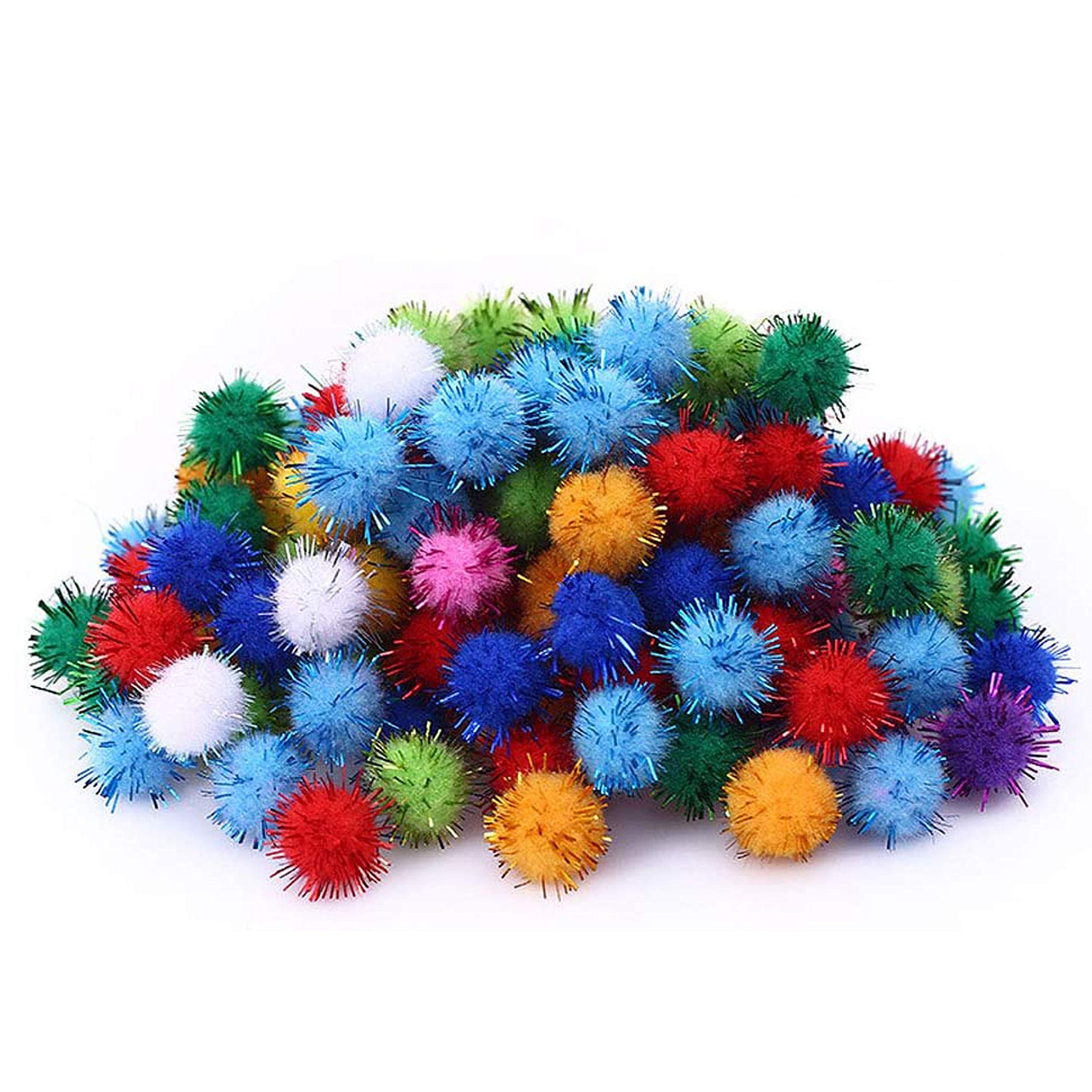 Carykon 1.5" Sparkle Balls My Cat's Favorite Toy Pom Pom Balls - 50 Pack