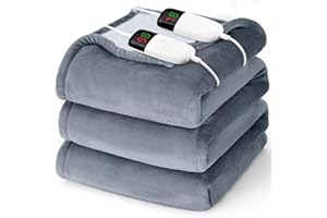 BOMOVA Heated Electric Blanket King Size - 90" x 100" Heating Blanket with Dual Control, 10 Heating Levels & 8 Hours Auto Off, Soft Warm Flannel Blanket, Christmas Birthday Gifts for Senior Grandma