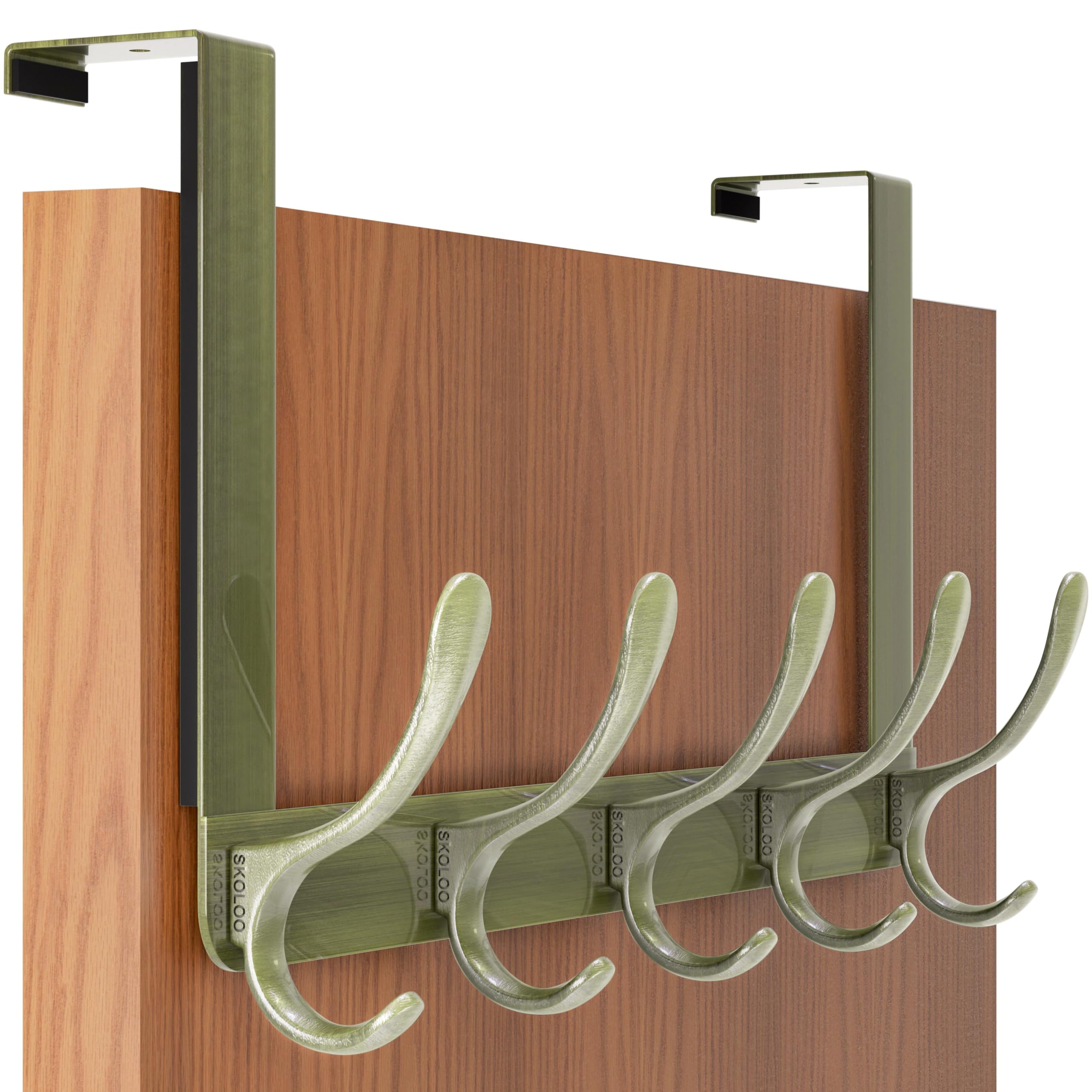 SKOLOO Over The Door Hook, Coat Hooks for Hanging Clothes, Towels, Coats, Hats, Over The Door Towel Hook, Bronze, Assembly Required