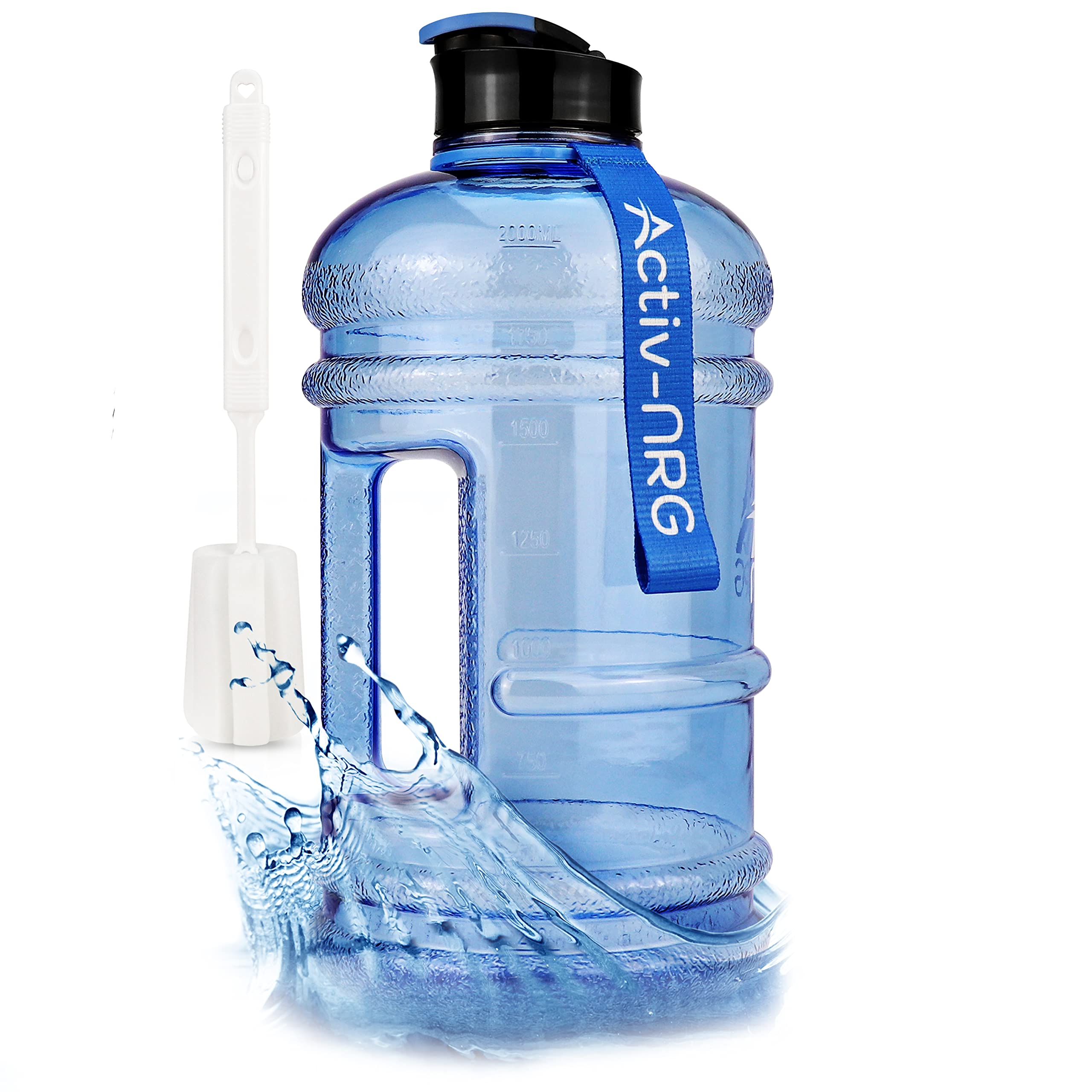 2.2 Litre Water Bottle XL Jug BPA Free, Flip Cap, Perfect for Gym, Sports, Outdoor, Recommended Daily Intake (Blue)