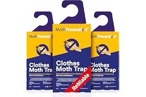 MOTHPREVENTION Powerful Moth Traps for Clothes & Closets | Refillable 3-Pack | Odor-Free & Natural | Moth Pheromone Traps for House & Clothing