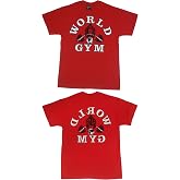 World Gym W100 Bodybuilding Gym Shirt 2-Side Logo Print