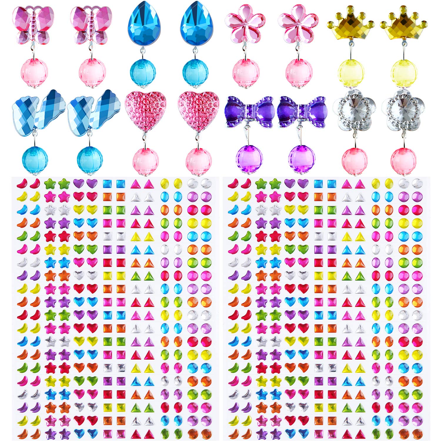 Buy Aneco Sticker Earrings Clipon Earrings Girls Crystal Play Earrings