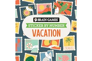 Brain Games - Sticker by Number Compact Edition: Vacation | 7x7 Inches | Travel Size Activity Book for Adults & Kids 7+