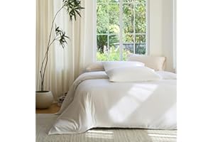 DOZ BY SIJO DOZ Duvet Cover Set, 100% Viscose derived from Bamboo, Organically Grown, Buttery Soft, Cooling Duvet Covers, High GSM, 1 Duvet Cover and 2 Pillowcases, 106"x90" (Snow, King/Cal King)