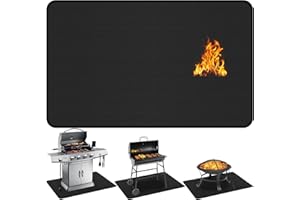 Uewpv 60x40 inch Under Grill Mat for Outdoor BBQ, Extra Large Fireproof Deck Protector Pad, Waterproof Oil-Proof Patio Lawn M