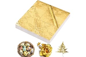 OKXIRI Gold Leaf Sheets, 200/400 Pcs Available, Gold Foil Sheets, Gold Flakes for Art & DIY Projects, Resin, Gilding Crafting, Nails, Furniture, Home Decor - 5.5" (200)