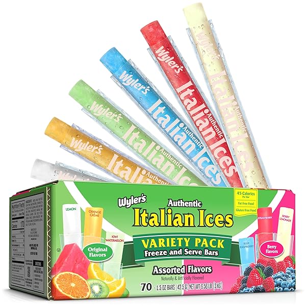 WYLER’S ITALIAN ICES, ORIGINAL AND BERRIES & CHERRIES VARIETY PACK, 1.5 OZ FREEZER BARS, 70 COUNT