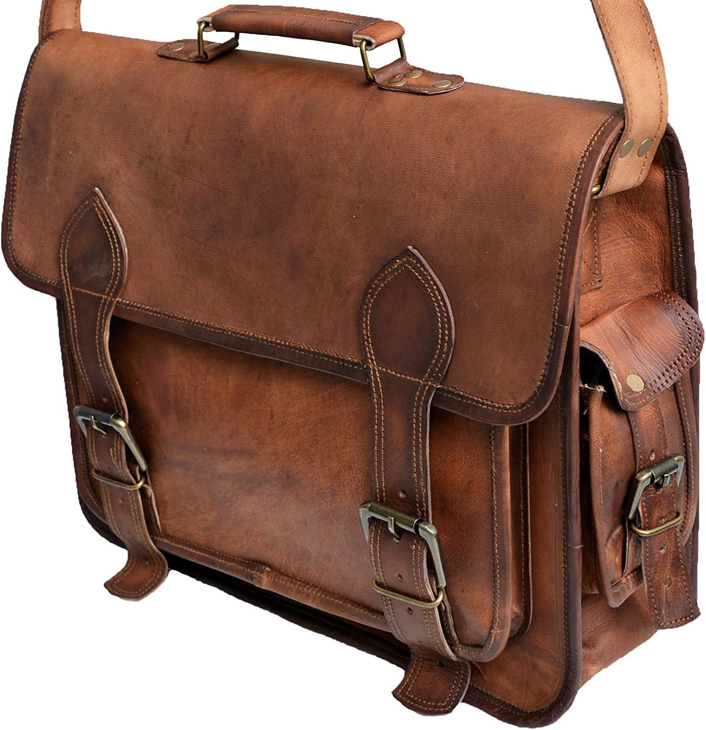 16" Mens Genuine Leather Messenger Bag Laptop Briefcase Satchel Gift for Men