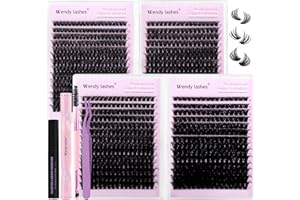 Wendy Lash Clusters Book Kit Packs: 980-Pcs, 60D, 80D, 80D, 100D, D Curl, 10-18mm Mixed, Cat Eye, Soft, Natural, Fluffy, DIY 