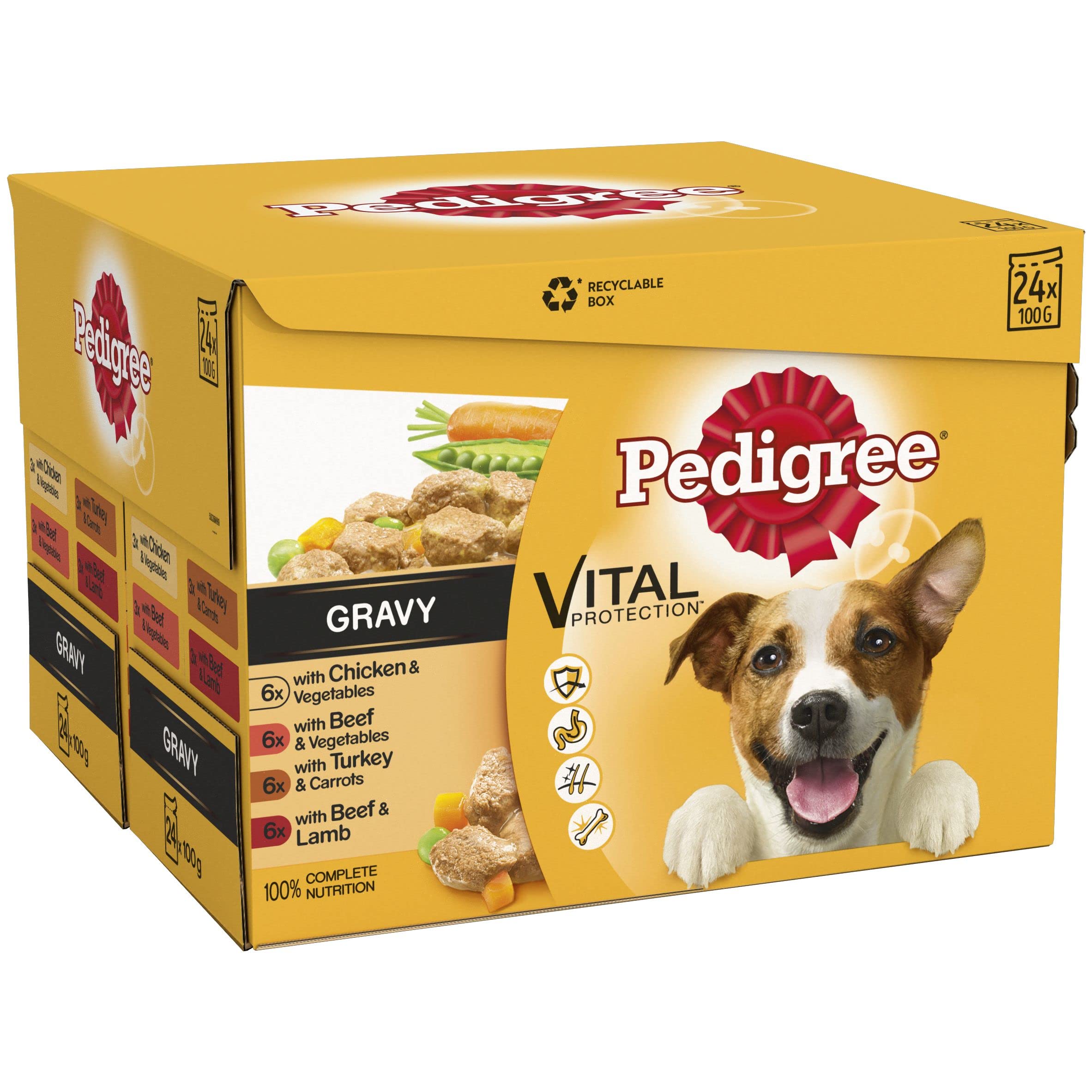 Pedigree Wet Dog Food for Adult Dogs 1+ Mixed Selection in Gravy, 48 Pouches (48 x 100 g)