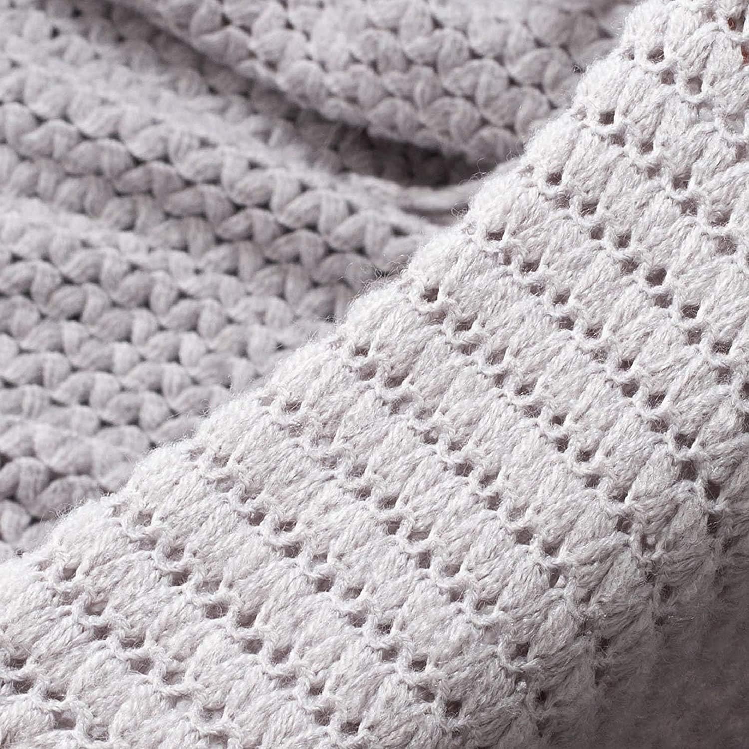 Bedsure Throw Blankets for Couch, Soft Knit Woven Blanket, 50x60 Inch - Lightweight Farmhouse Decorative Blanket with Tassels for Bed, Couch, Sofa - Suitable for Adults and Kids (Grey): Kitchen & Dining