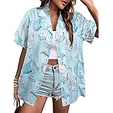 Magic Kingdom Hawaiian Shirt Women Magical Castle Princess Shirts Funny Family Summer Vacation Button Up Tops
