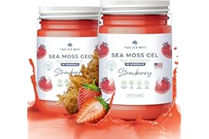 TrueSeaMoss Wildcrafted Irish Sea Moss Gel - Made with Dried Seaweed & Fresh Sea Vegetables, Seamoss - Made in USA (Strawberry, Pack of 2)