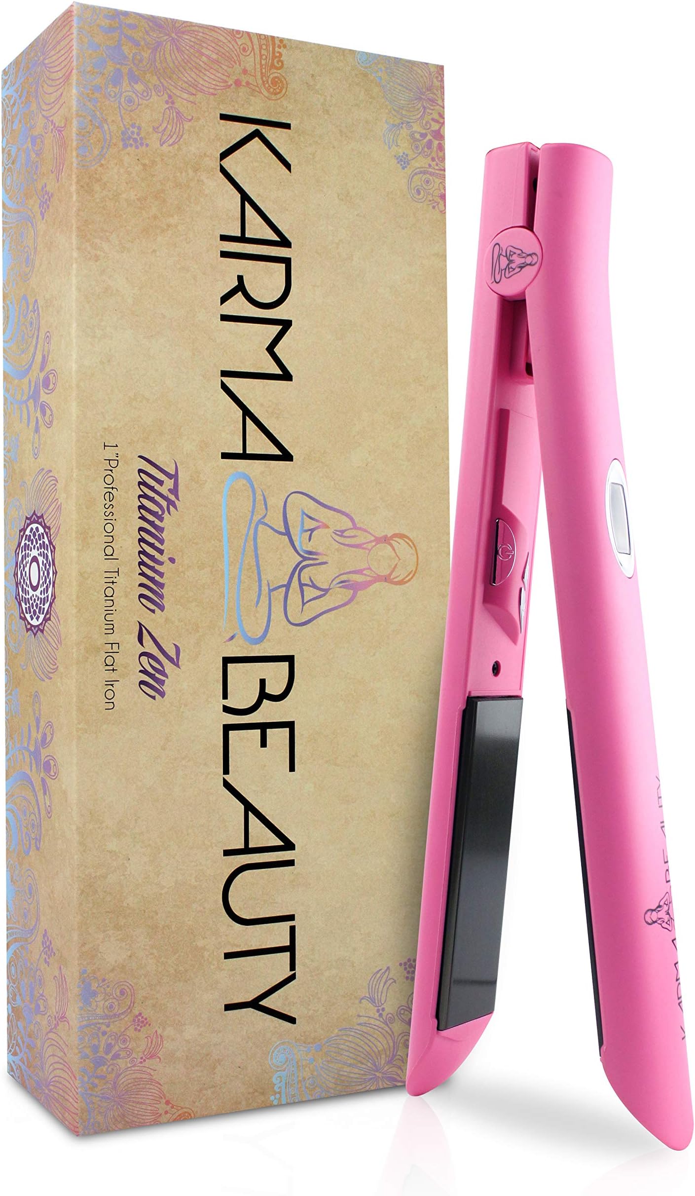 Titanium Hair Straightener | 1'' Flat Iron | LCD Screen | Auto Shut-Off | Heats Up Fast | Great for Keratin Treatment |Cool Tips for Easier Use | Dual Voltage | Karma Beauty |
