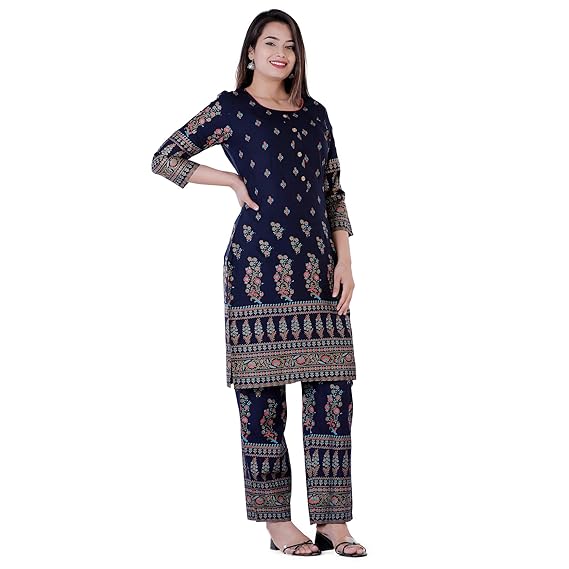 Printed Rayon Kurta with Pant Set For Women's