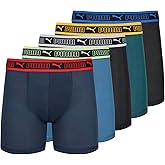 PUMA boys 5 Pack Performance Boxer Briefs