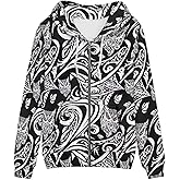 Irisjudy Womens Fall Jackets Hoodie with Pocket, Skulls,Island Flowers Zip Front Open Cardigan Hood Warm Outerwear XS-5XL