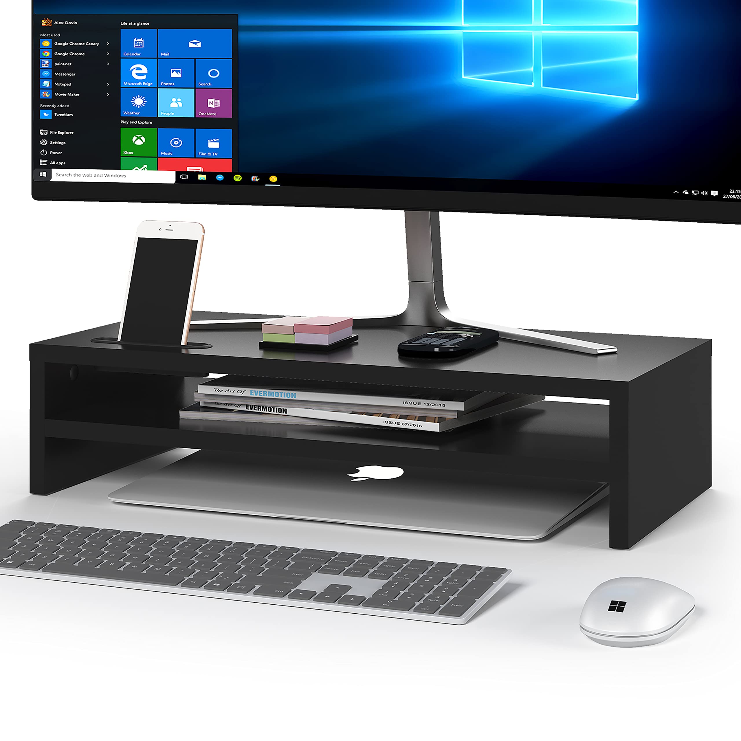 1 Home Laptop Computer Monitor Riser Stand. 540mm largo con la mensola black