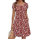 ZEAGOO Summer Dresses for Women 2026 Sundress Short Petal Sleeve Dress with Pockets Floral Dresses for Casual