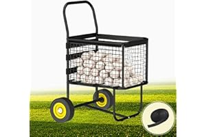 Kaowuzz Sport Baseball Cart with Wheels, Heavy-Duty Wheeled Ball Cart Holds 300+ Baseballs or 150 Softballs, Volleyball Equip
