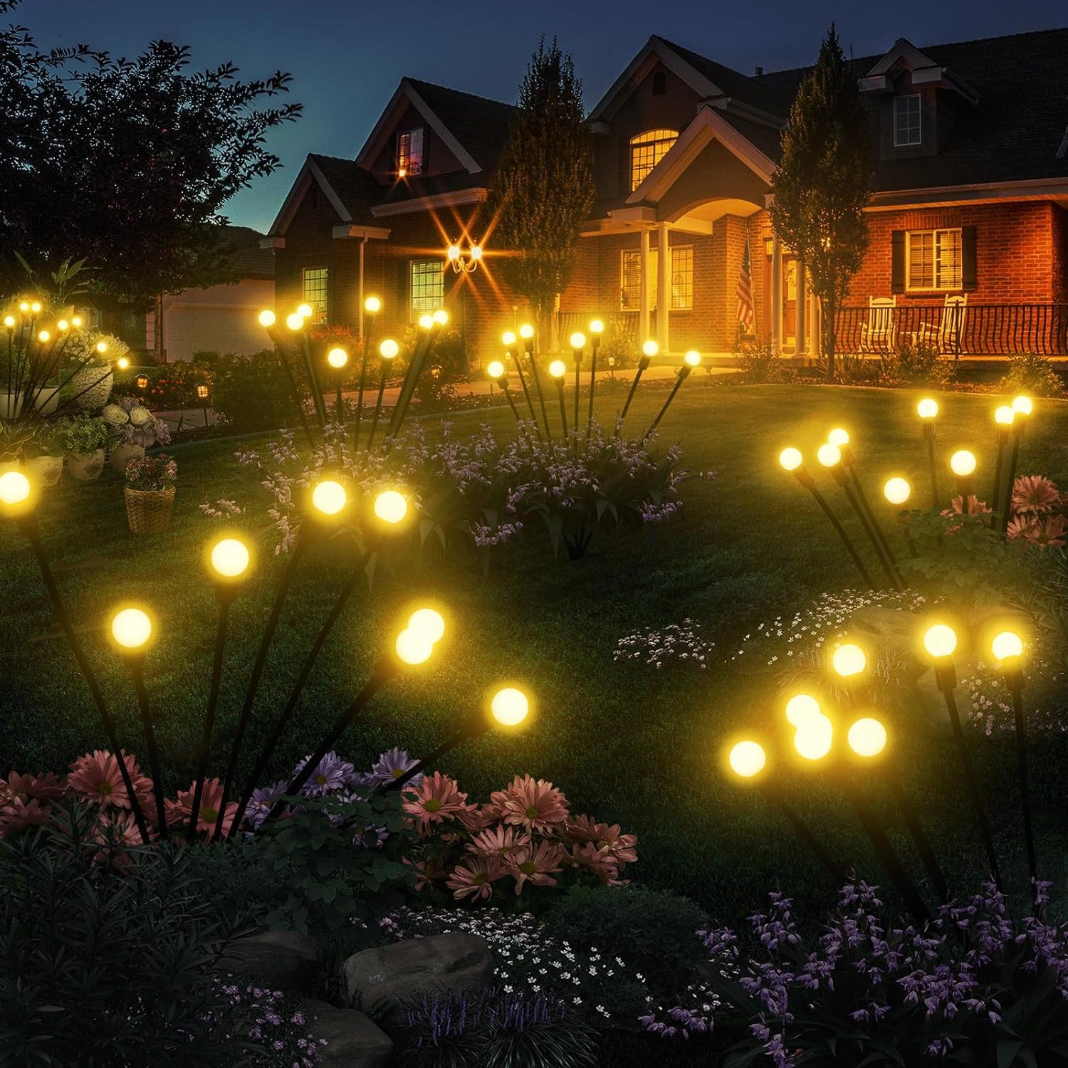 Solar Lights Outdoor Garden,2 Pack Solar Firefly Light with 16 Ball,Waterproof Solar Pathway Light for Lawn Yard Patio Garden Ornaments Gifts Warmwhite