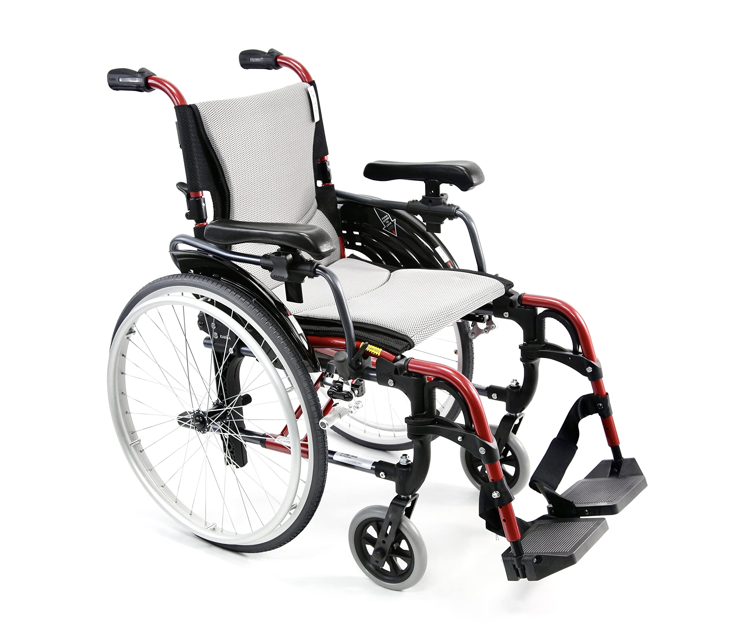 Karman Healthcare S-305 29 lbs Ultra Light Ergonomic Wheelchair with Removable Footrest and Quick Release Wheels Red Color (S-ERGO305Q18RS)