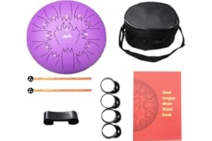 Nanrika Steel Tongue Drum, 12 Inch 13 Note,Percussion Instrument, Hand Pan Drum, With Bag, Music Book, Drumstick and Finger Cover (Lavender)