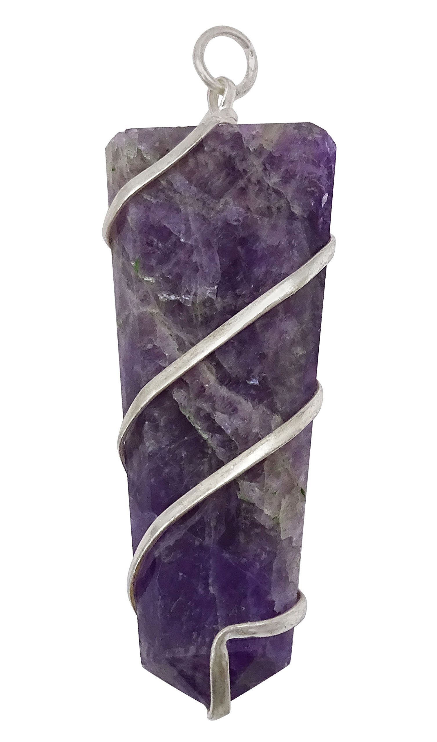 Harmonize Amethyst Wire Wrapped Flat Pendant Reiki Healing Crystal Spiritual Dowsing