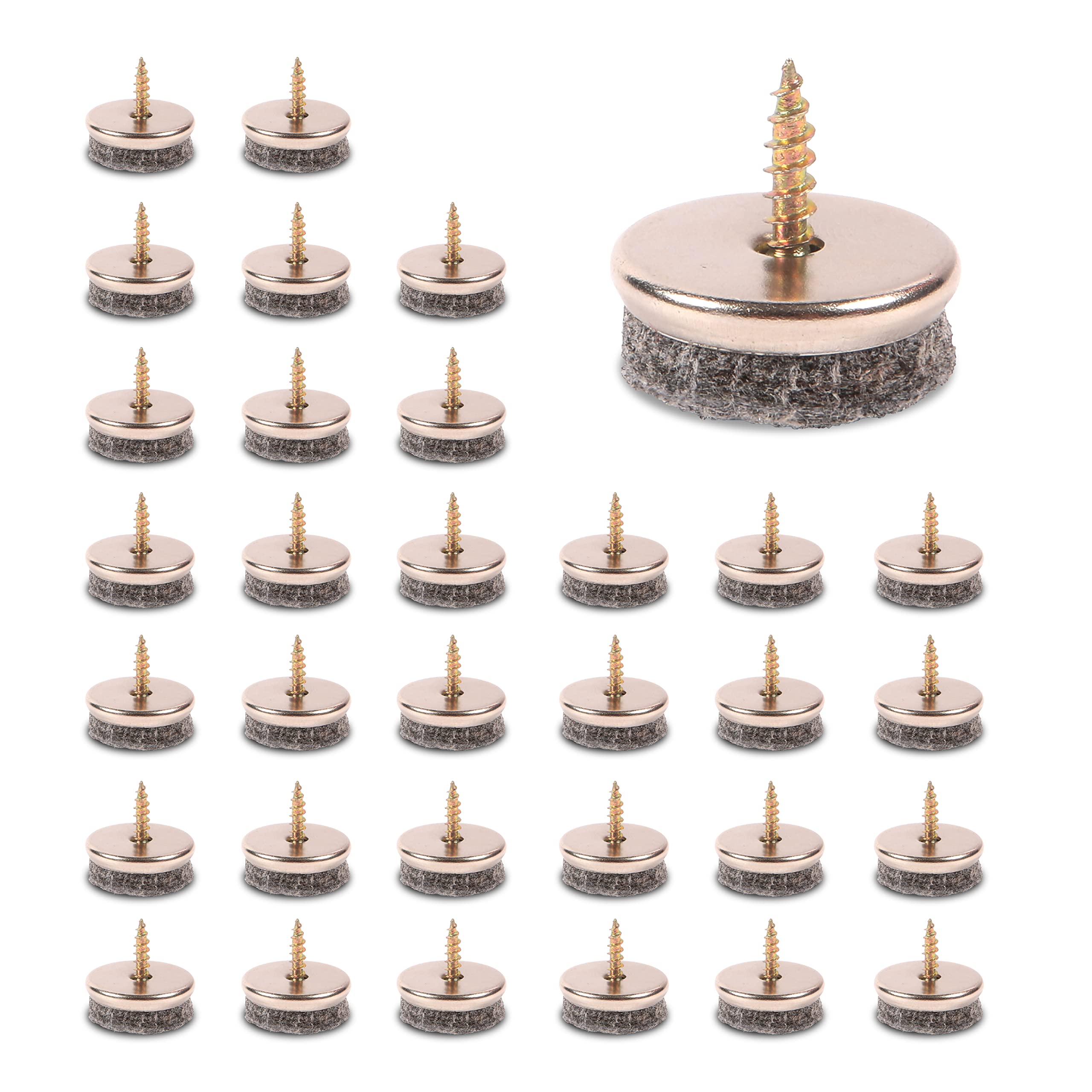 Furniture Felt Pads – 22MM Diameter Felt Pads for Furniture Feet. 5MM Thick Chair Leg Floor Protectors. Furniture Pads with Easy Screw Installation are Ideal Floor Protector Pads — image 1