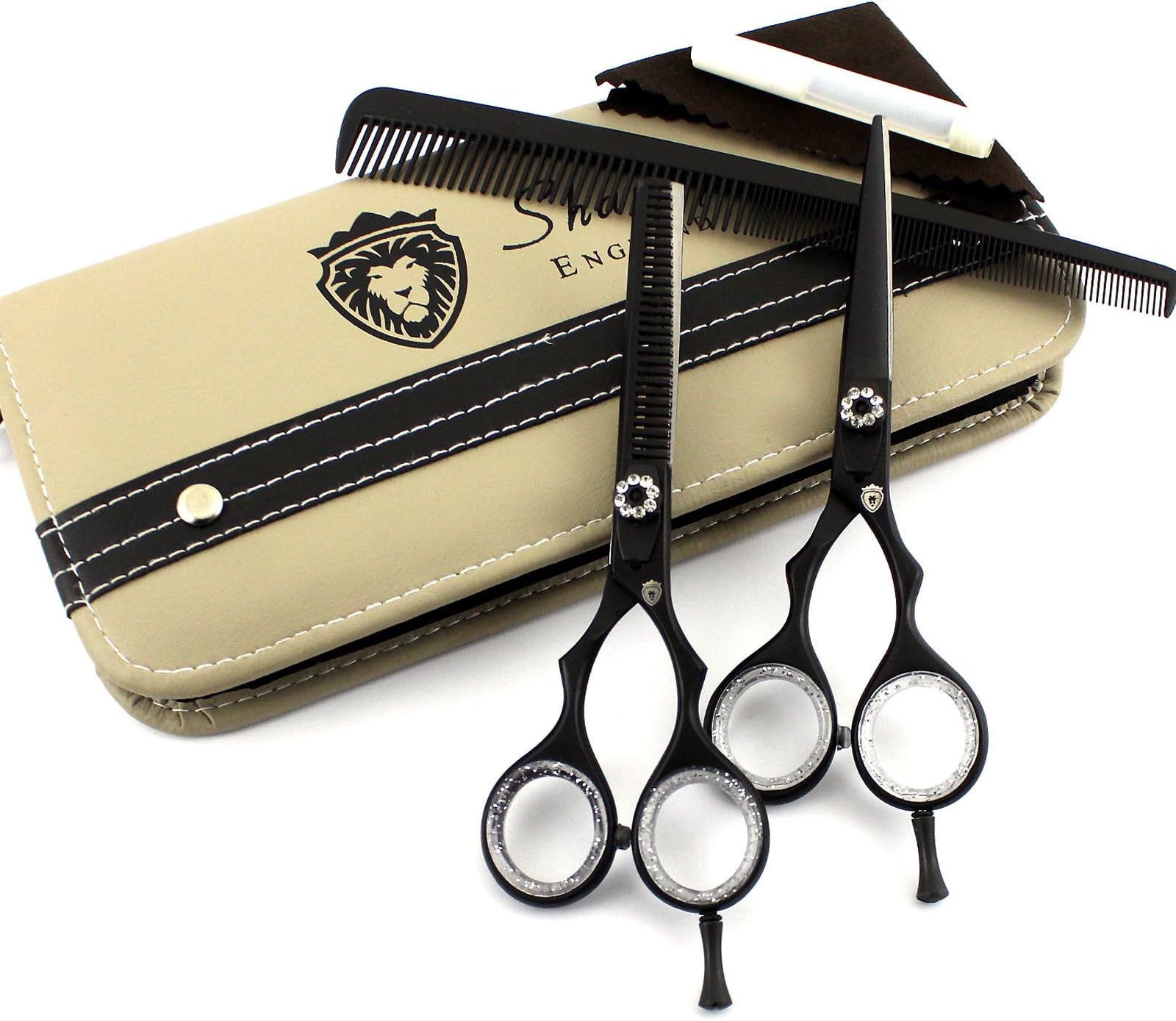SHARPY - Hairdressing Barber Salon Scissors, Thinning Scissors set 5.5" - Set of Hair Scissors - Razor Edge Barber Scissors Set of 5 inches comes in Luxury Presentation Case