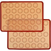 Uzifa Macaron Silicone Baking Mat - Set of 2 Non Stick Silicon Macaroon Baking Sheet Cookie Liner(BPA Free/Reusable/Half…