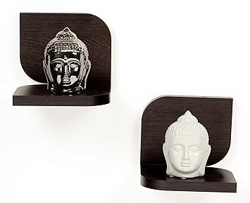 BLUEWUD Feuille Wall Decor Shelf/Wall Display Rack (Wenge, Set of 2) S-FE-W2