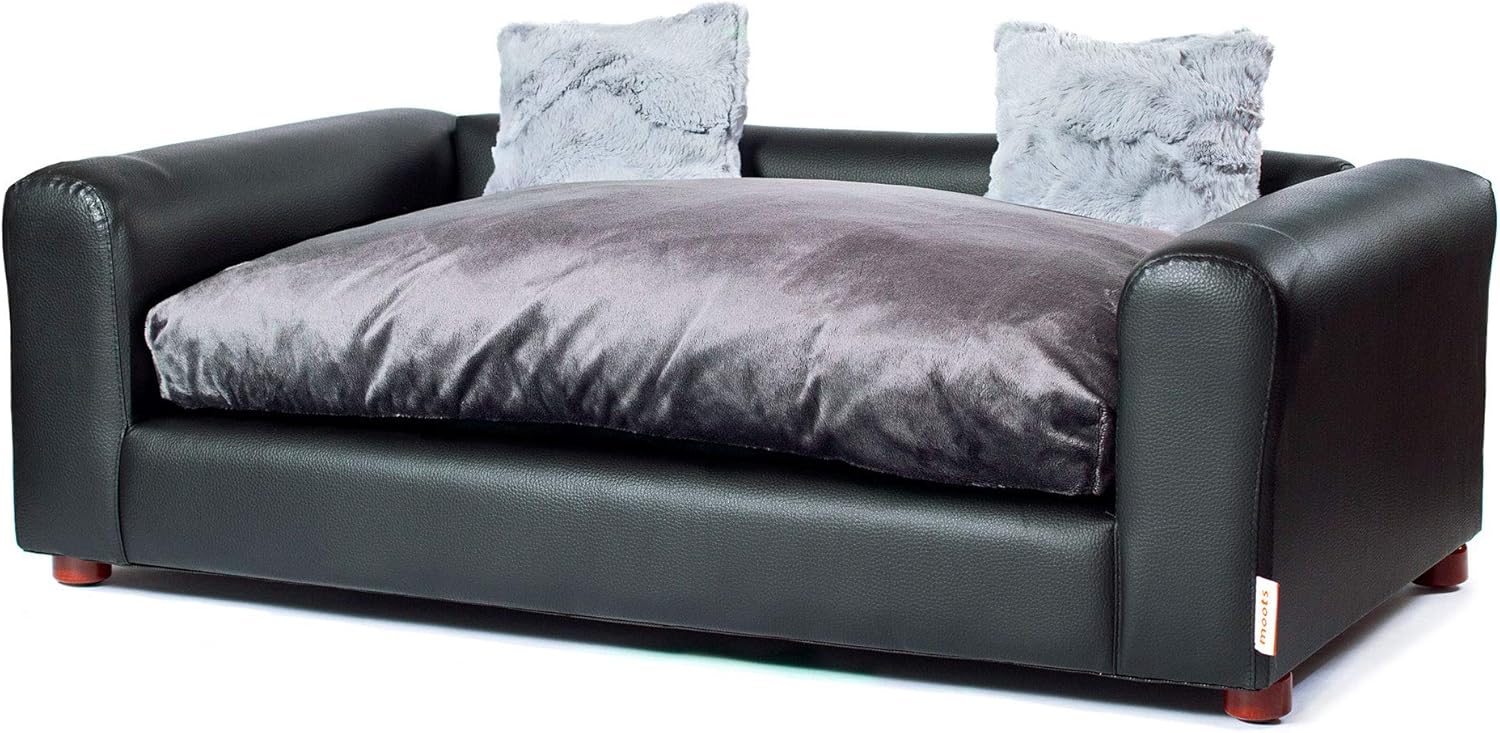 Moots Premium Leatherette Pets Sofa Charcoal, Large : Pet Supplies