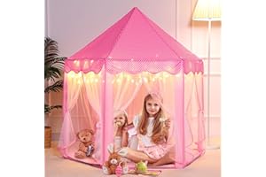 Princess Tent for Girls with Star Lights, Senodeer Princess Castle Play Tent for Kids, Girls Toys with Carry Bag, Playhouse f
