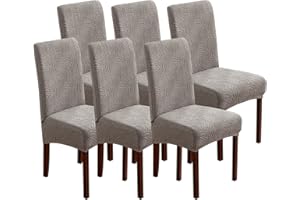 YUEANG Dining Chair Covers, Chair Covers for Dining Room Stretch Chair Covers Parsons Chair Slipcover, for Dining Room Kitchen Chair Protector Cover, Removable, Washable (Light Grey, 6 Pack)