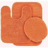 3 pc Solid Orange Bathroom Rug Set Bath Mats Bath Set Super Soft Anti Slip Soft Mats New
