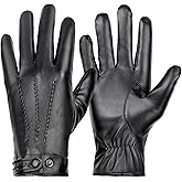 yafeite Winter Leather Gloves for Men, Plush Lined Mens PU Gloves With Full-hand Touchscreen Men’s Winter Gloves