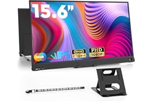 ZSCMALLS Portable Monitor, 15.6" 1080P FHD Laptop Monitor USB-C HDMI Computer Display IPS Second Screen, Laptop Extended Moni