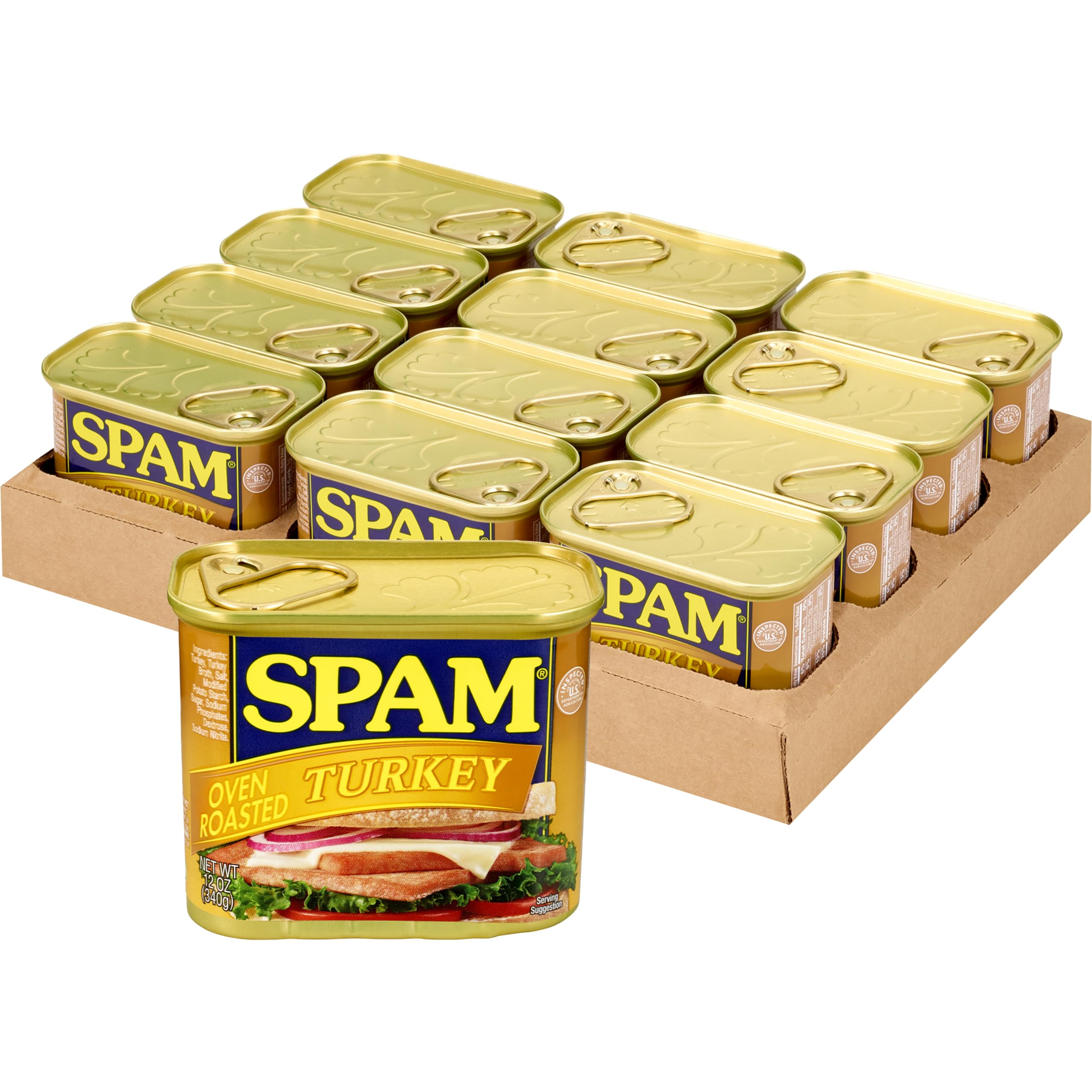 Photo 1 of SPAM Oven Roasted Turkey, Canned Meat, 12 oz Can, (12 Pack)