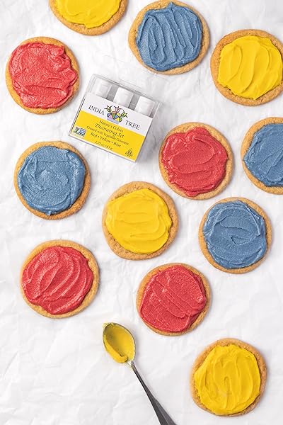 NATURAL FOOD COLORING SET: INDIA TREE NATURE’S COLORS (RED, YELLOW, BLUE) LIQUID, 1.265 OZ | PLANT-BASED, NON-GMO, CLEAN LABEL, RED-3 FREE
