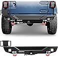 OEDRO Rear Bumper for Jeep, Compatible with 2018-2025 Wrangler JL, Off Road Rock Crawler Bumper with Hitch Receiver & 2 X Upgraded 18W LED Lights Textured Black