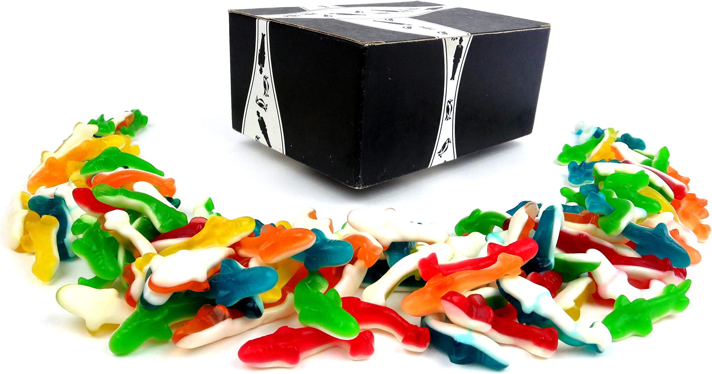 Vidal Gummi Sharks Candy, 2 lb Bag in a BlackTie Box
