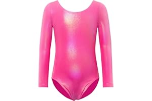 Nokecina Gymnastics Leotard for Girls Long Sleeve Tumbling Outfit Sparkly Athletic Dance Bodysuit Size 2-12 Years Old