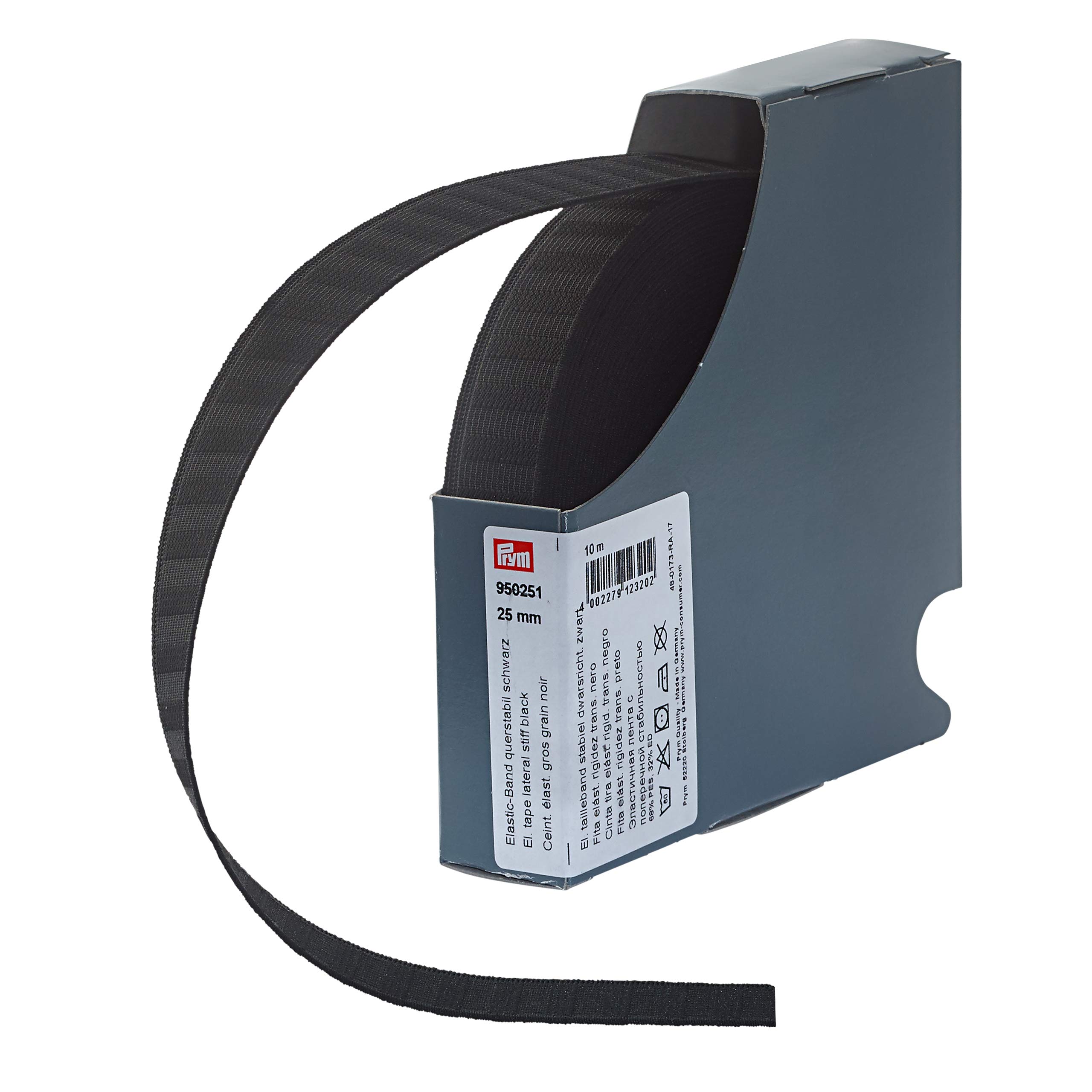 Prym 950251 Elastic Band Horizontal Stable 25 mm Black 68% Polyester 32% ED