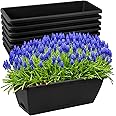 8pcs Window Box Planter, 17 Inches Flower Window Boxes, Rectangle Planters Box with Drainage Holes and Trays, Plastic Vegetab