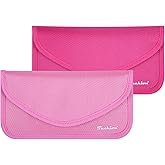 Signal Blocking Bag, Techion 2 Pack RFID Faraday Bag Shield Pouch Cage Box Wallet Case for Cell Phone and Car Key FOB, Privacy Protection, Anti-Hacking - Pink & Hot Pink